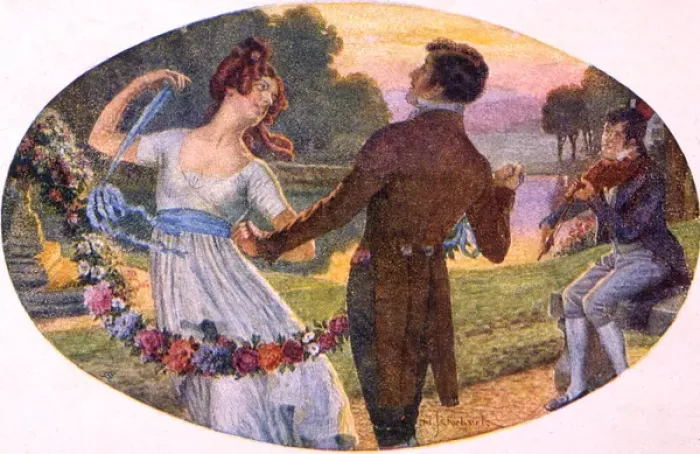 Framed Print : Two Dance in Garden Framed Print : Two Dance in Garden