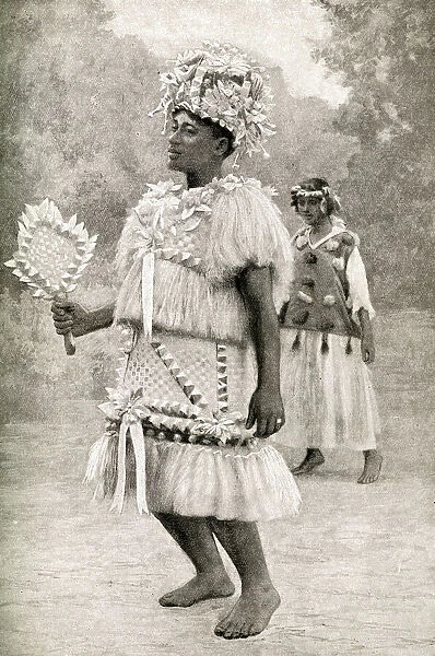 Dancer in traditional costume, Tahiti, French Polynesia
