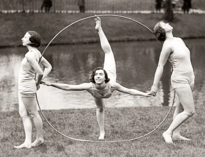 Framed Print : Dancers with hoops, Liverpool Dance School, 1930 s Framed Print : Dancers with hoops, Liverpool Dance School, 1930 s