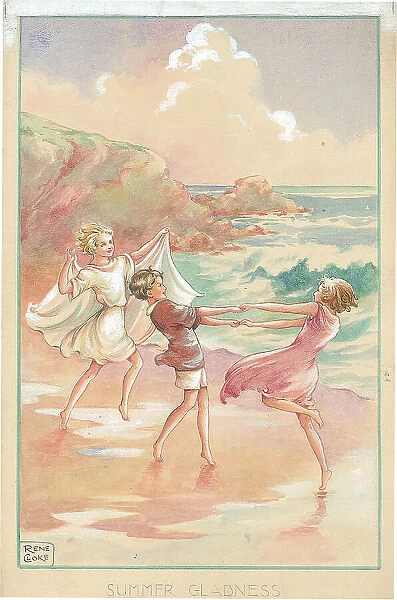 Three dancing on the beach