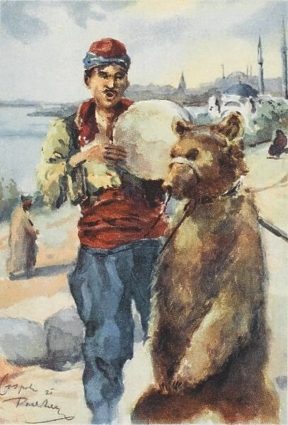 A dancing bear and musician