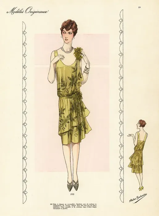 Framed Print : Dancing frock in pale green chiffon embroidered with coloured si Framed Print : Dancing frock in pale green chiffon embroidered with coloured si