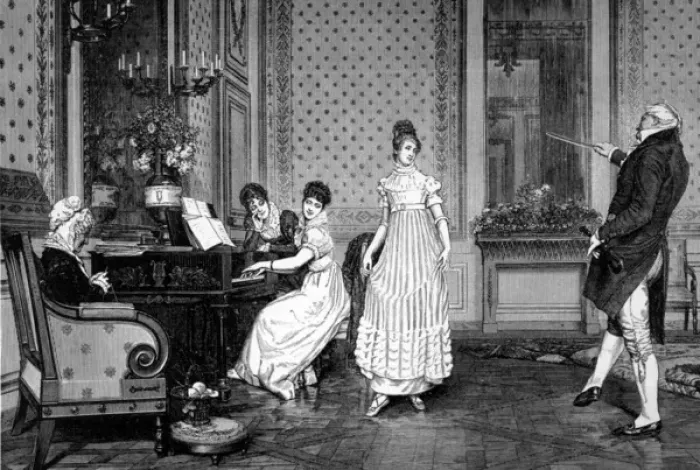 Framed Print : Dancing Lesson Ca 1810 Framed Print : Dancing Lesson Ca 1810