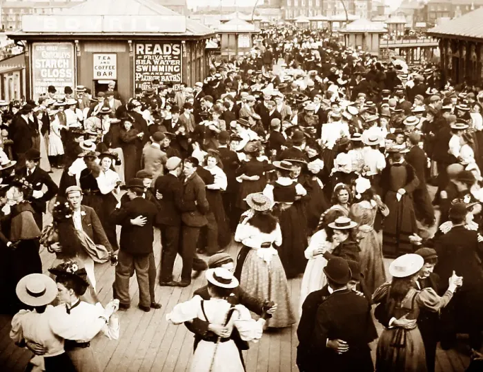 Framed Print : Dancing on the Pier, Blackpool, Victorian period Framed Print : Dancing on the Pier, Blackpool, Victorian period