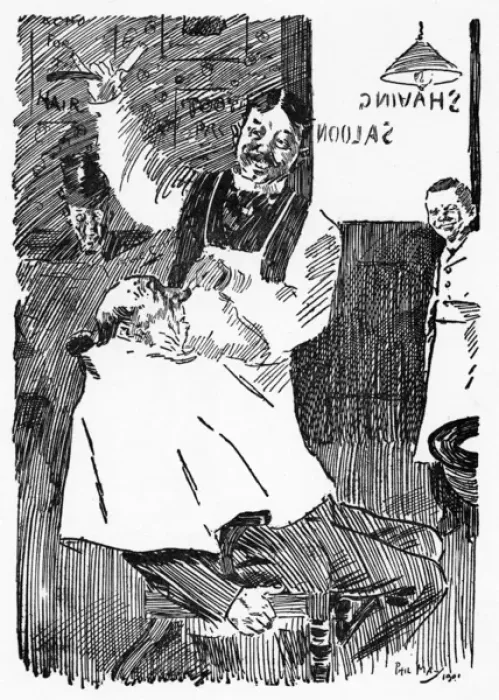Framed Print : A dangerous Barber with a flippant attitude having won a bet Framed Print : A dangerous Barber with a flippant attitude having won a bet