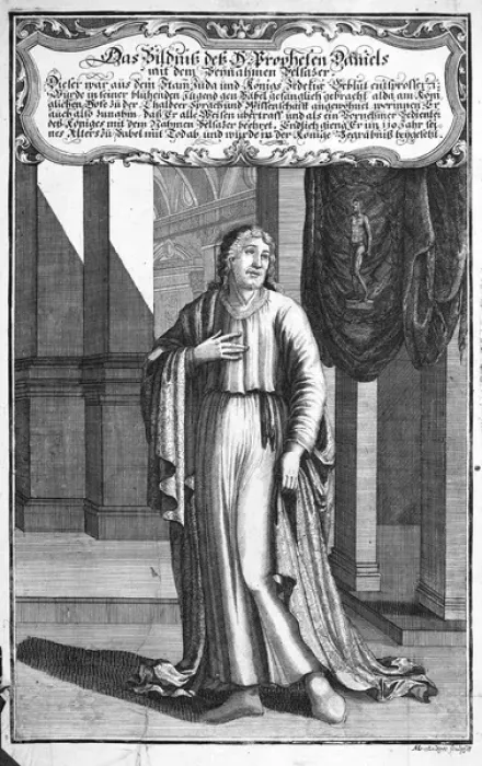 Framed Print : Daniel depicted in a German print Framed Print : Daniel depicted in a German print