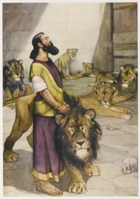 Framed Print : Daniel in Lions Den Framed Print : Daniel in Lions Den