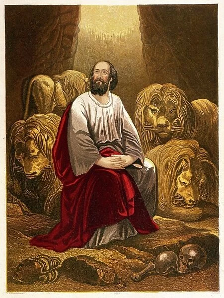 Daniel in Lions Den. Nebuchadnezzar casts Daniel into a den of lions