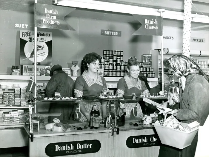 Framed Print : Danish food promotion counter Framed Print : Danish food promotion counter