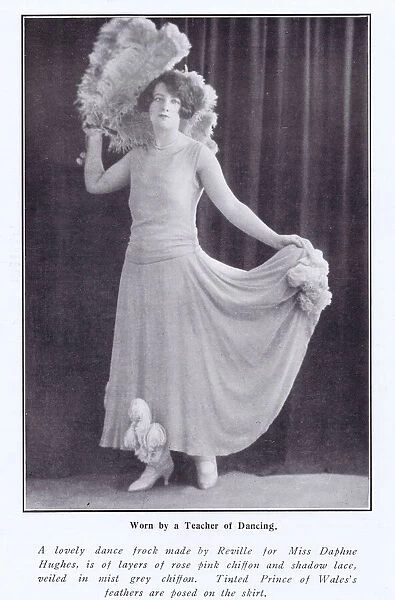 Daphne Hughes, dancing teacher in a Reville gown, 1924