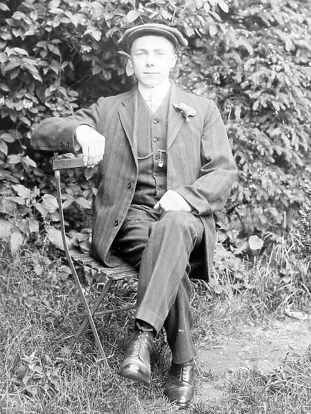 Dapper young man in a garden, Mid Wales