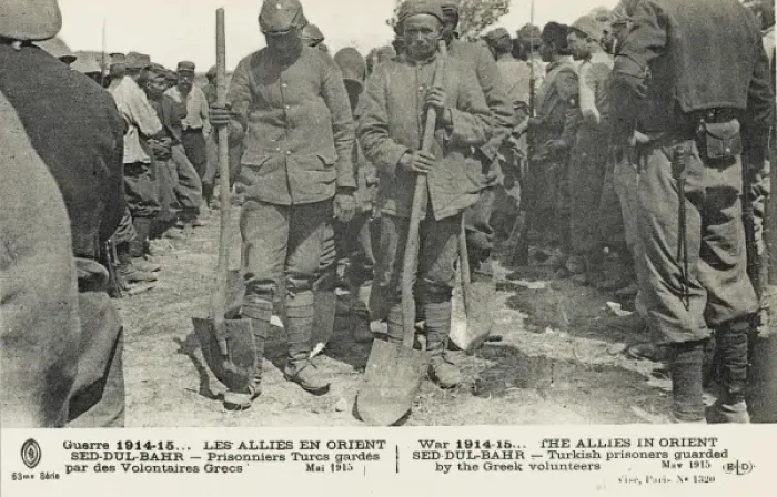 Framed Print : Dardanelles - Turkish prisoners guarded by Greek Troops Framed Print : Dardanelles - Turkish prisoners guarded by Greek Troops