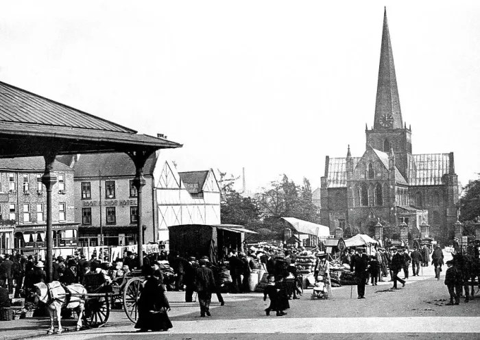 Framed Print : Darlington Market Place early 1900s Framed Print : Darlington Market Place early 1900s