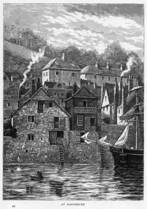 Framed Print : DARTMOUTH. Dartmouth, Devon, seen from the river Framed Print : DARTMOUTH. Dartmouth, Devon, seen from the river