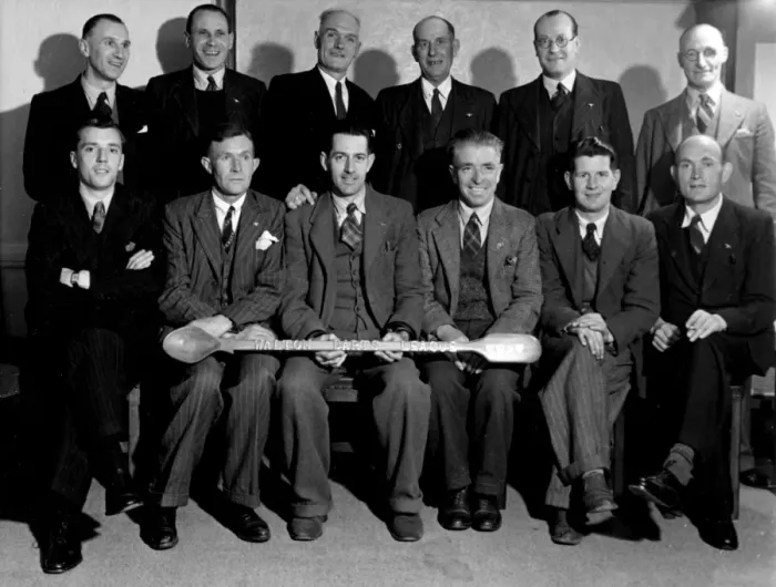 Framed Print : Darts Team with wooden spoon, Walton, Essex Framed Print : Darts Team with wooden spoon, Walton, Essex
