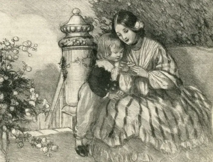 Framed Print : Darwins mother showing him a flower Framed Print : Darwins mother showing him a flower