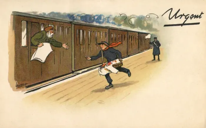 Framed Print : Dashing to give train passenger his change Framed Print : Dashing to give train passenger his change
