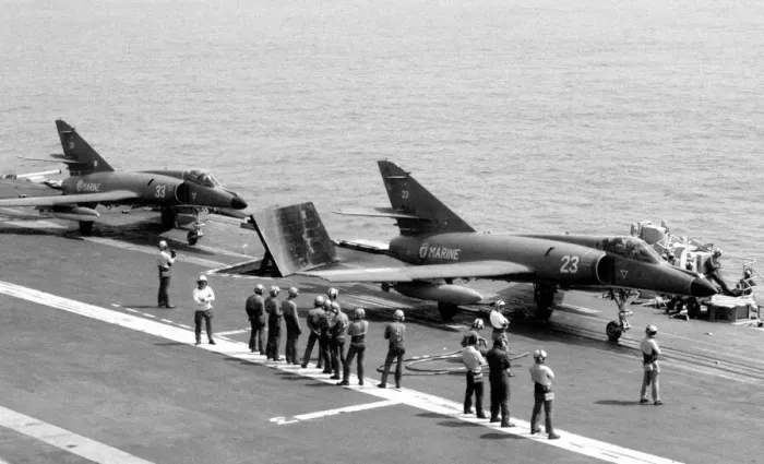 Framed Print : Dassault-Breguet Super etendard 23 and 33 awaiting launch Framed Print : Dassault-Breguet Super etendard 23 and 33 awaiting launch