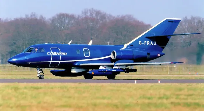 Framed Print : Dassault Falcon 20ECM G-FRAU Framed Print : Dassault Falcon 20ECM G-FRAU