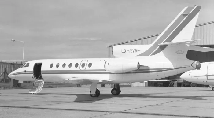 Framed Print : Dassault Falcon 50 LX-RVR Framed Print : Dassault Falcon 50 LX-RVR