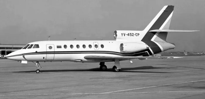 Framed Print : Dassault Falcon 50 YV-452CP Framed Print : Dassault Falcon 50 YV-452CP