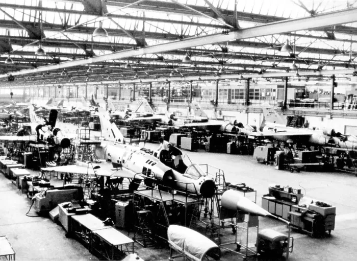 Framed Print : Dassault Mirage IIIB production line Framed Print : Dassault Mirage IIIB production line