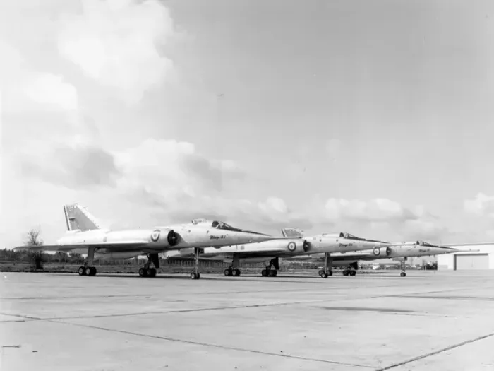 Framed Print : Three Dassault Mirage IVAs at Bordeaux Merignac airfield Framed Print : Three Dassault Mirage IVAs at Bordeaux Merignac airfield