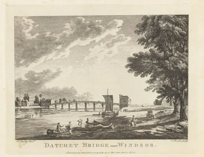 Framed Print : Datchet Bridge, near Windsor, on the River Thames, 18th century Framed Print : Datchet Bridge, near Windsor, on the River Thames, 18th century