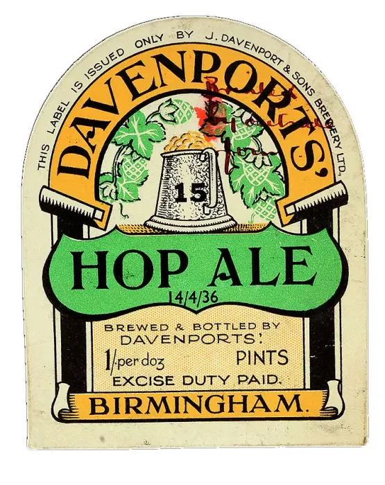 Framed Print : Davenports Hop Ale (15 tankard label) Framed Print : Davenports Hop Ale (15 tankard label)