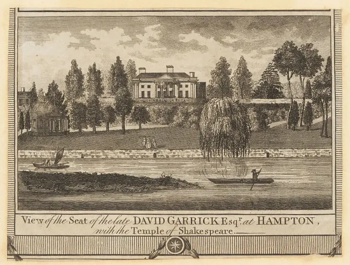 Framed Print : David Garrick's Villa, Hampton Court Road, 18th century Framed Print : David Garrick's Villa, Hampton Court Road, 18th century