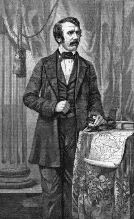 Framed Print : David Livingstone with map Framed Print : David Livingstone with map