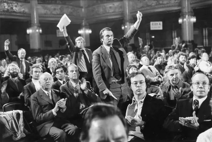 Framed Print : David Owen at a conference, wishing to speak Framed Print : David Owen at a conference, wishing to speak