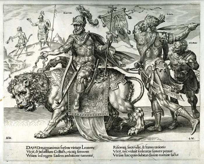 Framed Print : David Riding On A Lion and Saul Framed Print : David Riding On A Lion and Saul