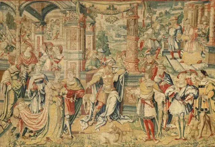 Framed Print : David Before Saul. Flemish tapestry 1525 c Framed Print : David Before Saul. Flemish tapestry 1525 c