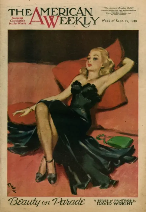 Framed Print : David Wright woman in black evening dress Framed Print : David Wright woman in black evening dress