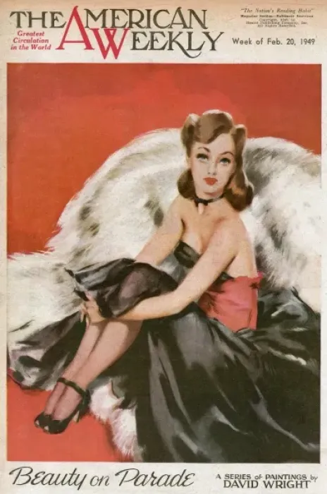 Framed Print : David Wright woman in black and red evening dress Framed Print : David Wright woman in black and red evening dress