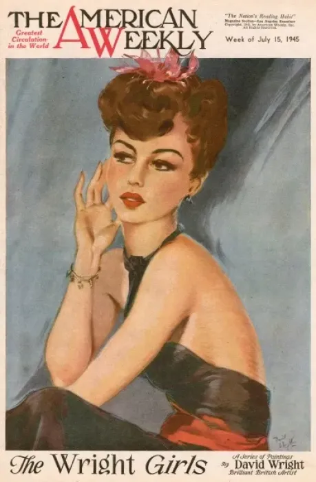 Framed Print : David Wright woman in black and red evening dress Framed Print : David Wright woman in black and red evening dress