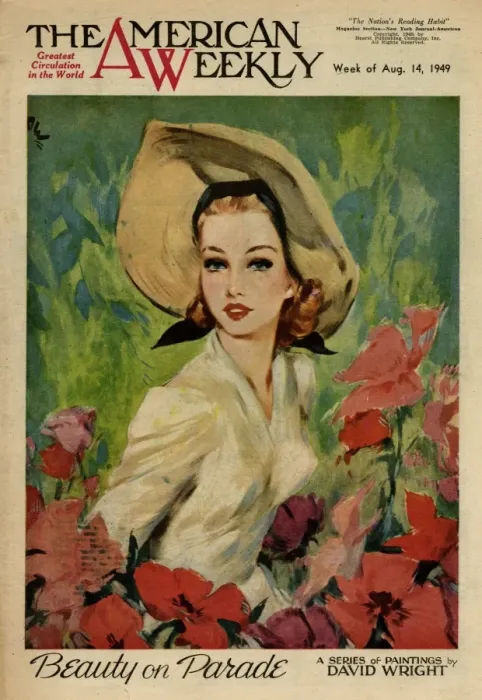 Framed Print : David Wright woman in a garden with flowers Framed Print : David Wright woman in a garden with flowers