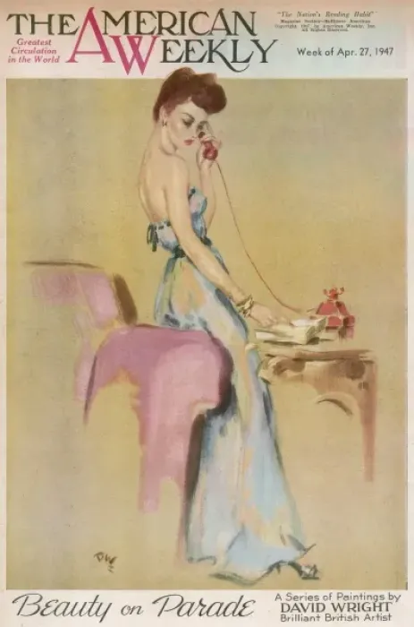 Framed Print : David Wright woman in pale blue evening dress Framed Print : David Wright woman in pale blue evening dress