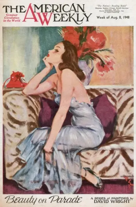 Framed Print : David Wright woman in pale blue evening dress Framed Print : David Wright woman in pale blue evening dress