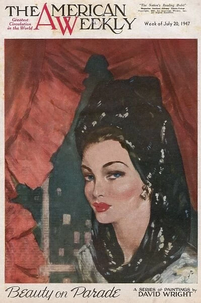 David Wright woman in patterned headscarf
