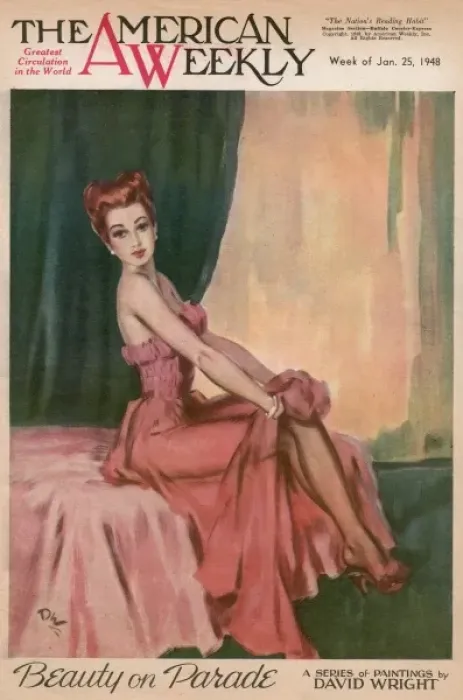 Framed Print : David Wright woman in pink evening dress Framed Print : David Wright woman in pink evening dress