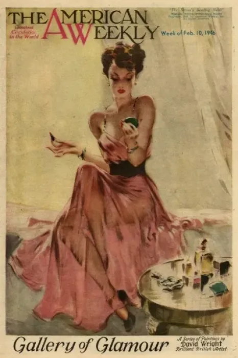 Framed Print : David Wright woman in pink evening dress Framed Print : David Wright woman in pink evening dress