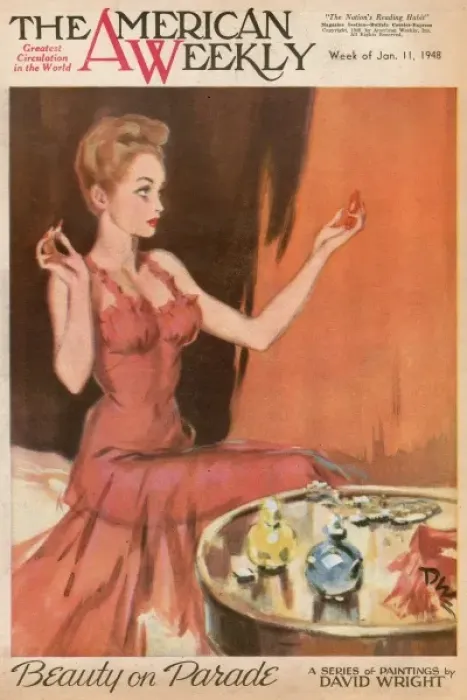 Framed Print : David Wright woman in red evening dress Framed Print : David Wright woman in red evening dress