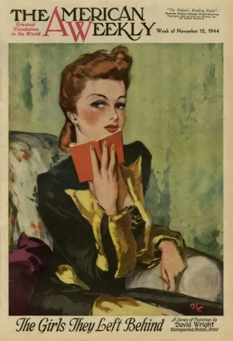 Framed Print : David Wright woman with red notebook Framed Print : David Wright woman with red notebook