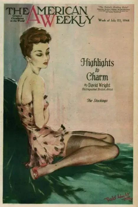 Framed Print : David Wright woman in stockings and underslip Framed Print : David Wright woman in stockings and underslip