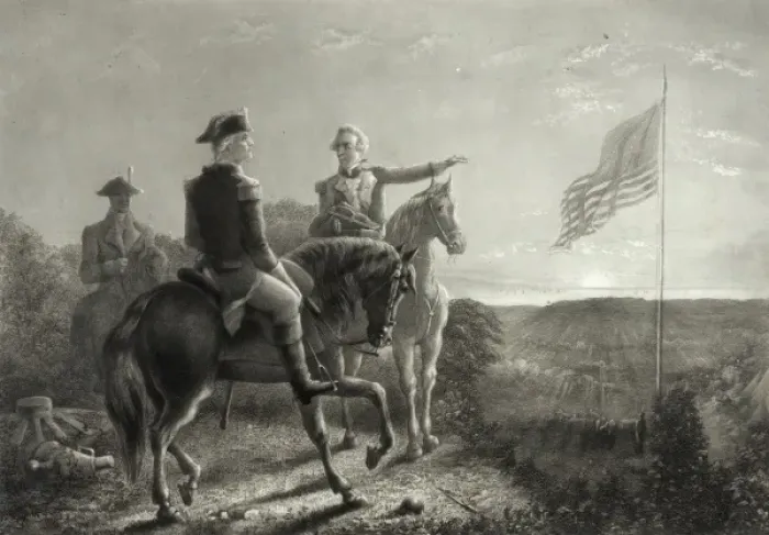 Framed Print : The dawn of peace. Morning of the surrender of Yorktown Framed Print : The dawn of peace. Morning of the surrender of Yorktown