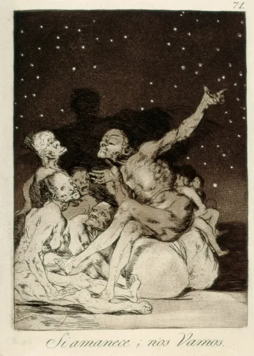 Framed Print : When day breaks we will be off, Plate 71 of Los Caprichos Framed Print : When day breaks we will be off, Plate 71 of Los Caprichos