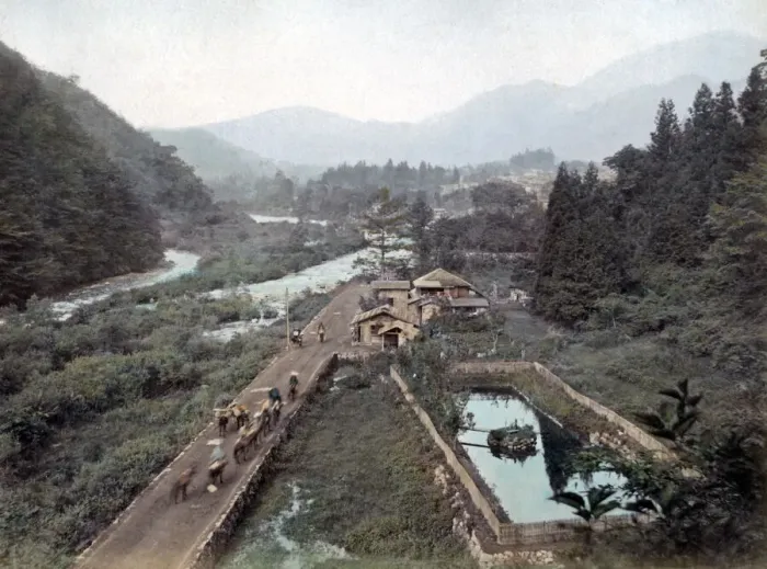 Framed Print : Daya river, on the road to Lake Chuzenji, Japan circa 1880s. Date: circa 1880s Framed Print : Daya river, on the road to Lake Chuzenji, Japan circa 1880s. Date: circa 1880s