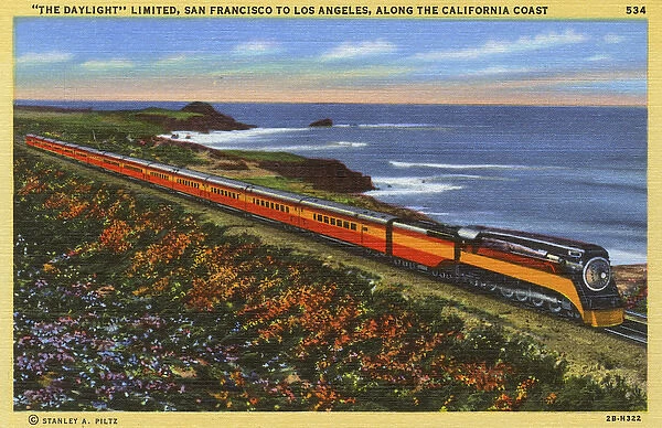Daylight Train on the coast, California, USA